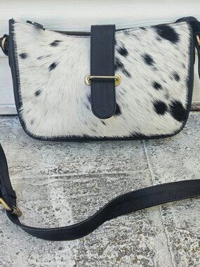 Real Fur Hair Bag Handmade Cross Body Bag Genuine Leather Shoulder Bag Purse New